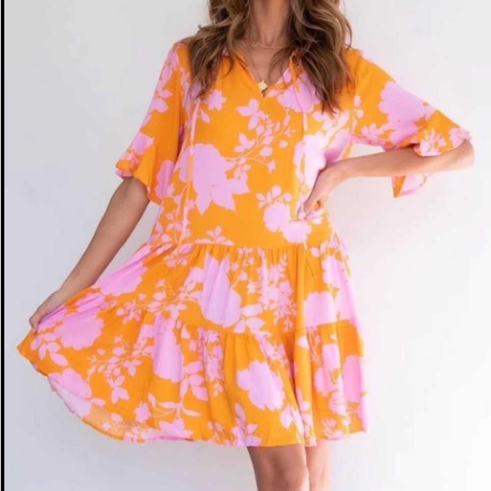 Label of Love Tiered Floral Print Dress, Size Small